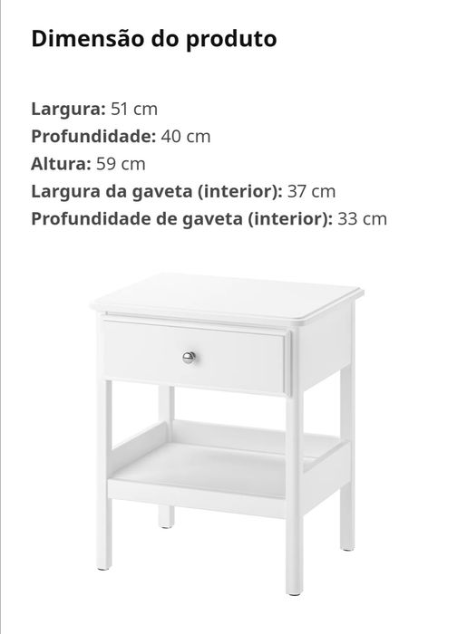 Mesa de cabeceira semi-nova, branca