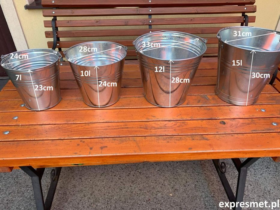 Wiadro ocynkowane 7L 10L 12L 15L  wiadro metalowe ocynkowane 15L balia