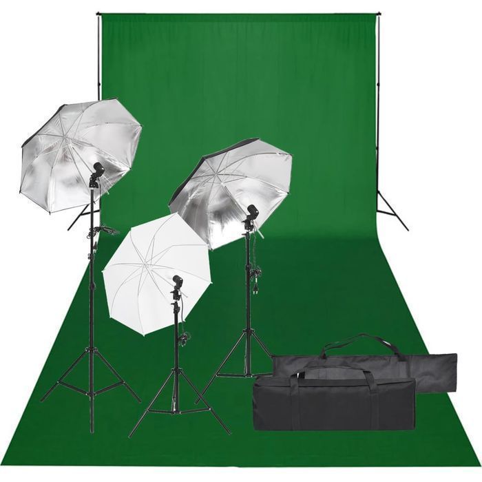 Vidaxl Fotograficzny Zestaw Studyjny Z Lampami I Tłem