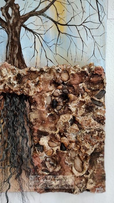 Tela única com técnicas mistas a acrílico e a óleo (65x55cm).Nova.