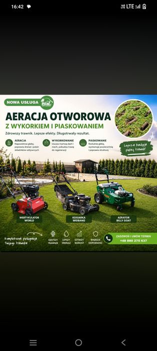 Aeracja trawnika wertykulacja