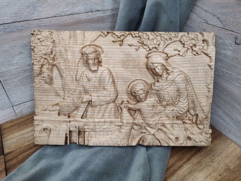 Ikona Obraz drewniany Święta Rodzina I prezent na ślub rocznicę 30 cm