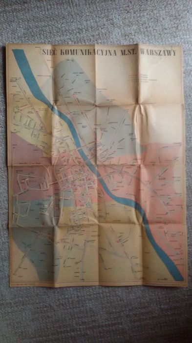 Mapa Sieć Komunikacyjna m.st. Warszawy, 1953r