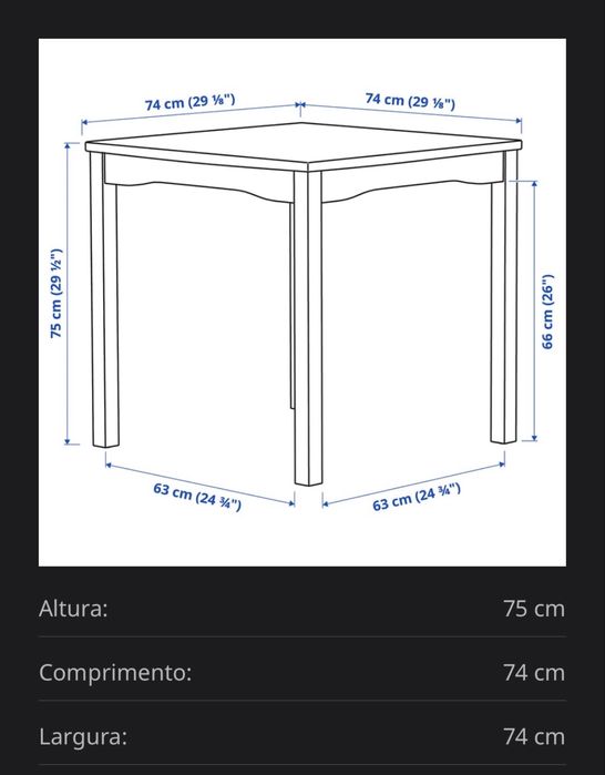 Mesa de cozinhaquadrada  74cmx74cm