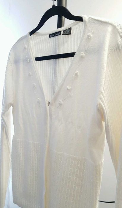 Vintage/retro/boho biały świąteczny sweter/kardigan S/M