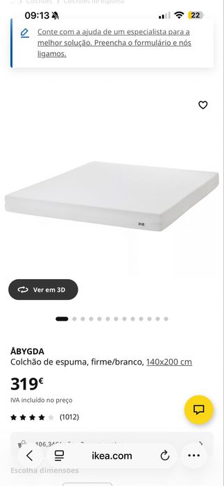 Cama Malm Ikea c/ 2 gavetas + colchão de espuma