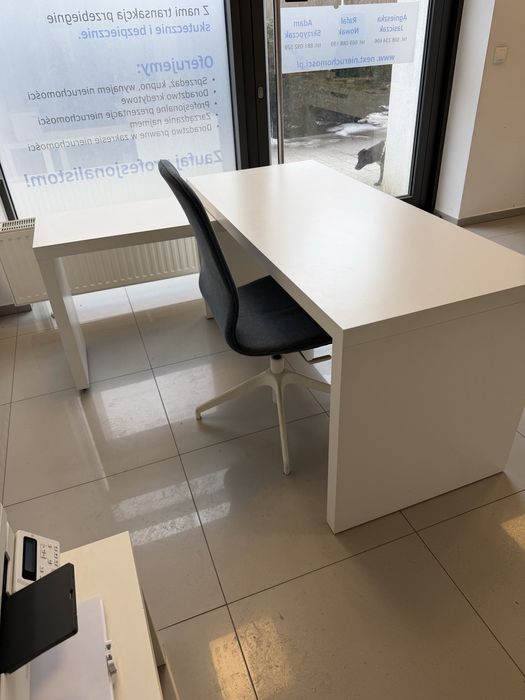 Biurko Malm z wysuwanym panelem IKEA BIAŁE