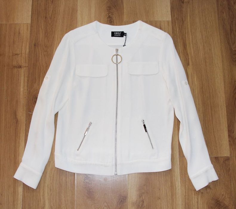 SIMPLE biala koszula bluzka 36 s 34 xs marynarka ecru