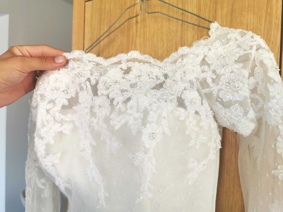 Suknia ślubna, koronka, syrenka. PRONOVIAS India White One 424