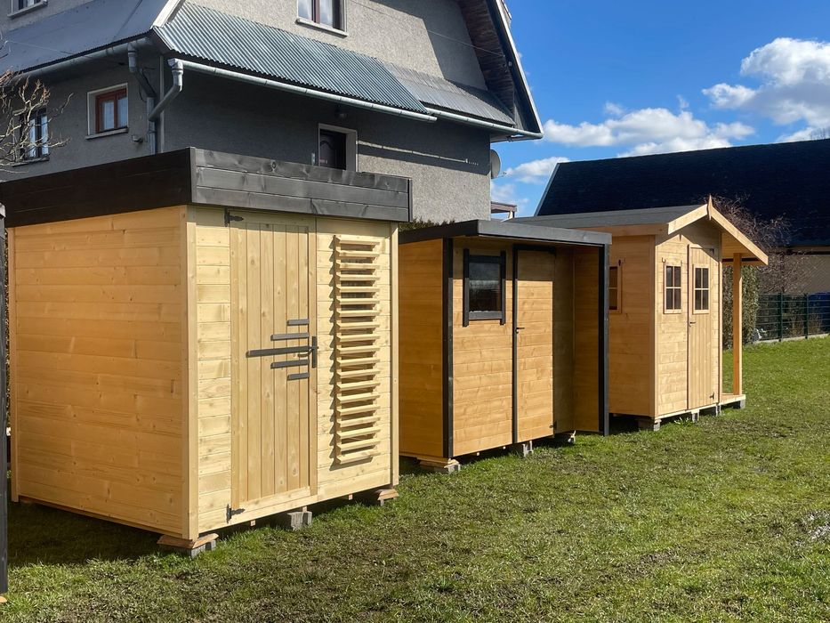 Nowoczesny domek ogrodowy, narzędziowy, sauna, drewniany. New design