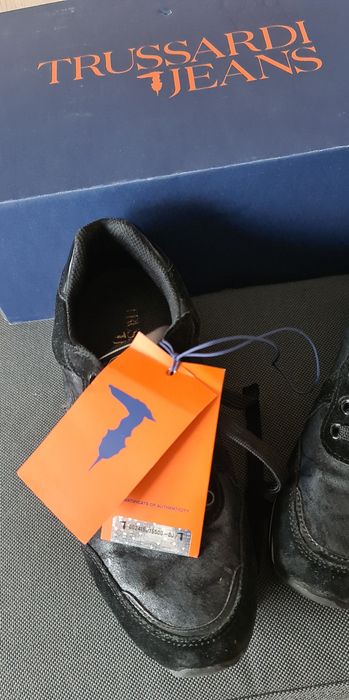 Trussardi Jeans - oryginalne czarne sneakersy na grubej podeszwie  r.3
