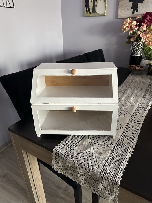 Chlebak biały dwu-poziomowy duży / drewniany