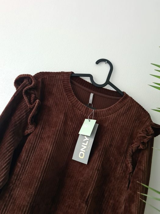 Bluza ONLY welurowa brązowa czekoladowa L