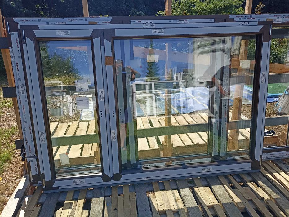 Okno pcv 204/137 obustronny brąz trzy szybowe