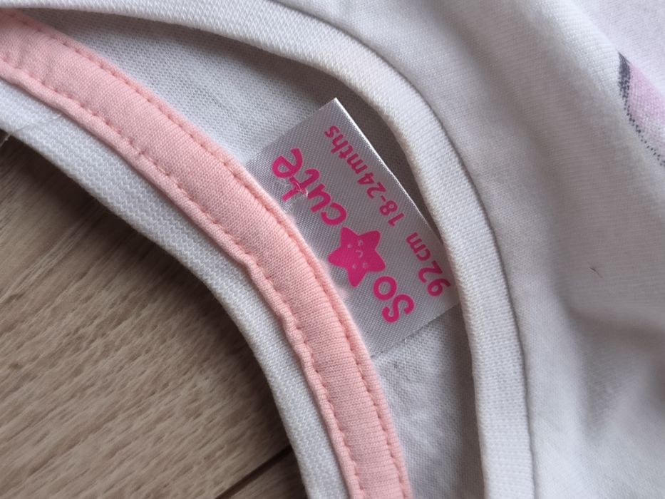 Dwa t-shirty 92 So Cute biała i pudrowy róż