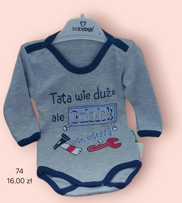 Body "Tata wie dużo ale dziadek wie więcej "- rozmiar 74