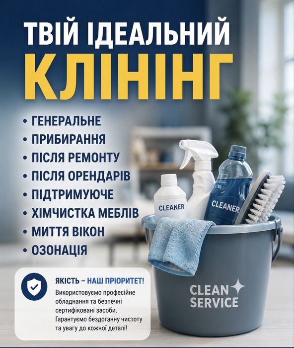 Прибирання квартир та будинків | КЛІНІНГ | ХІМЧИСТКА | МИТТЯ ВІКОН | Озонація | нейтралізація запахів | складне прибирання Боярка