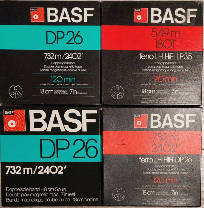BASF,ORWO.Магнитная лента,.15,18см, катушки360, 540м,730m