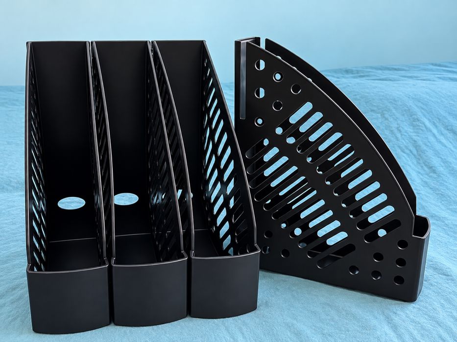Organizadores de arquivo de mesa vertical em plástico preto