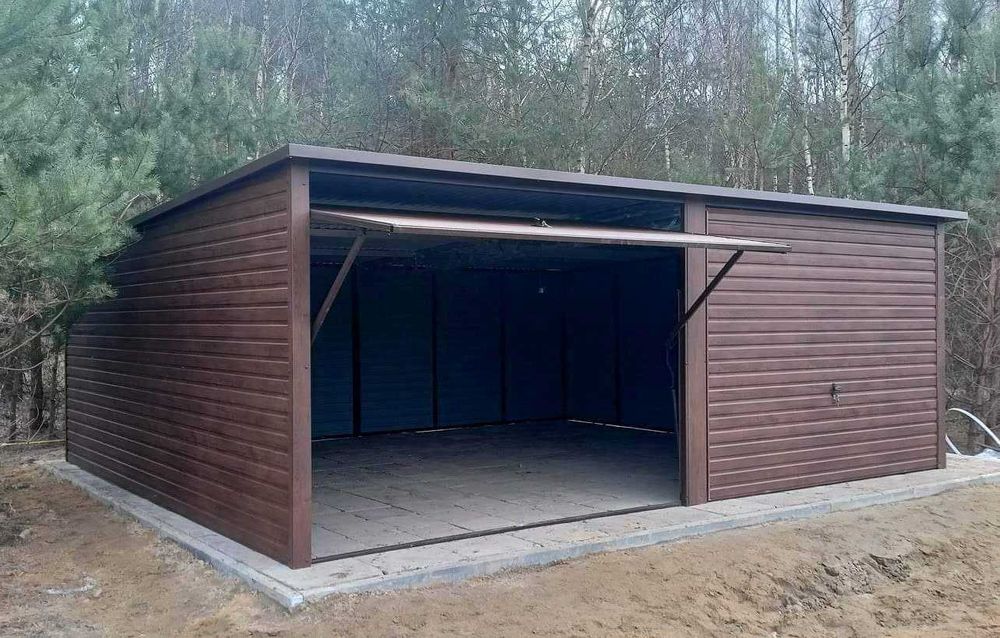 Garaż blaszany Blaszak złoty dąb DREWNOPODOBNY kolor Premium 6x5 Raty Dostawa Montaż