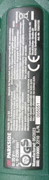 Klucz udarowy* Parkside* 20V* nowy*