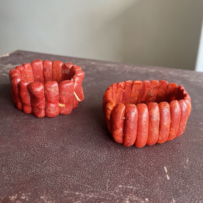 Bransoletka koral naturalny czerwony prl stary