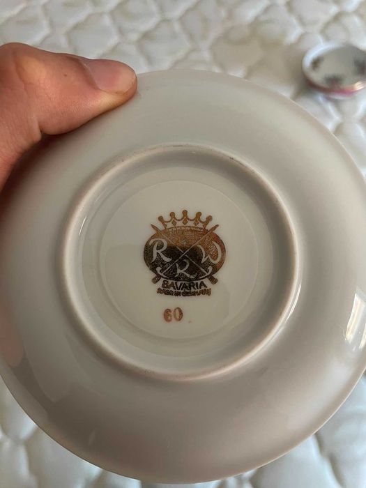 Chávena com pires Bavaria vintage castanho e dourado