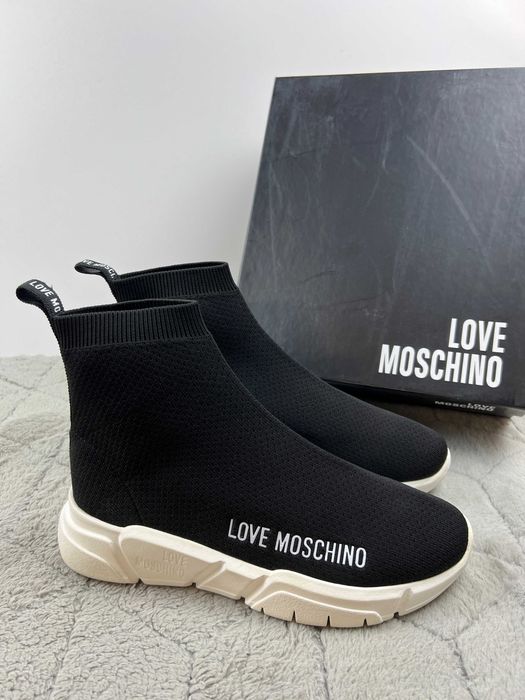 Buty damskie czarne sneakersy skarpeta Love Moschino 40
