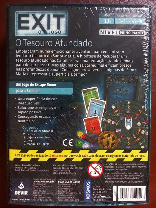 Jogo Exit: "O Tesouro Afundado" da editora Devir