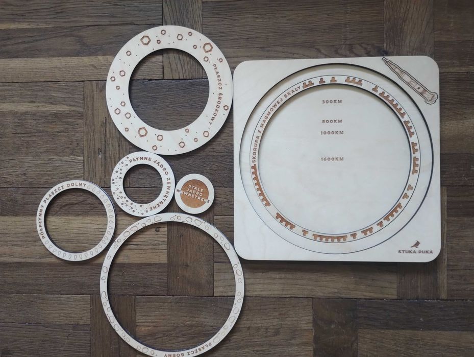 Stuka Puka zestaw 3 drewnianych układanek kosmos Montessori