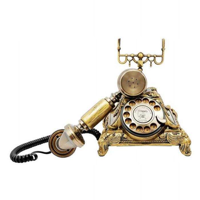 Klasyczny telefon przewodowy styl vintage brąz