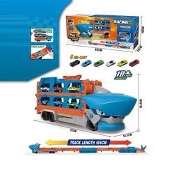 Трейлер-автовоз з розкладним треком 1,65 м та запускачем + 6 машинок