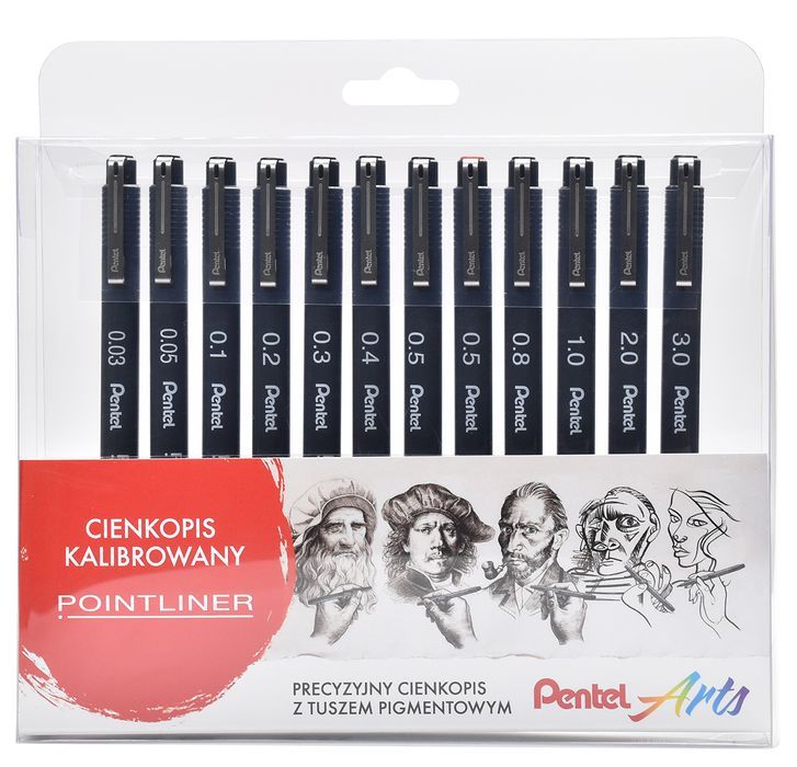 Cienkopisy Kalibrowane S20P W Etui 12 Sztuk. Pentel Nowa Nieużywana