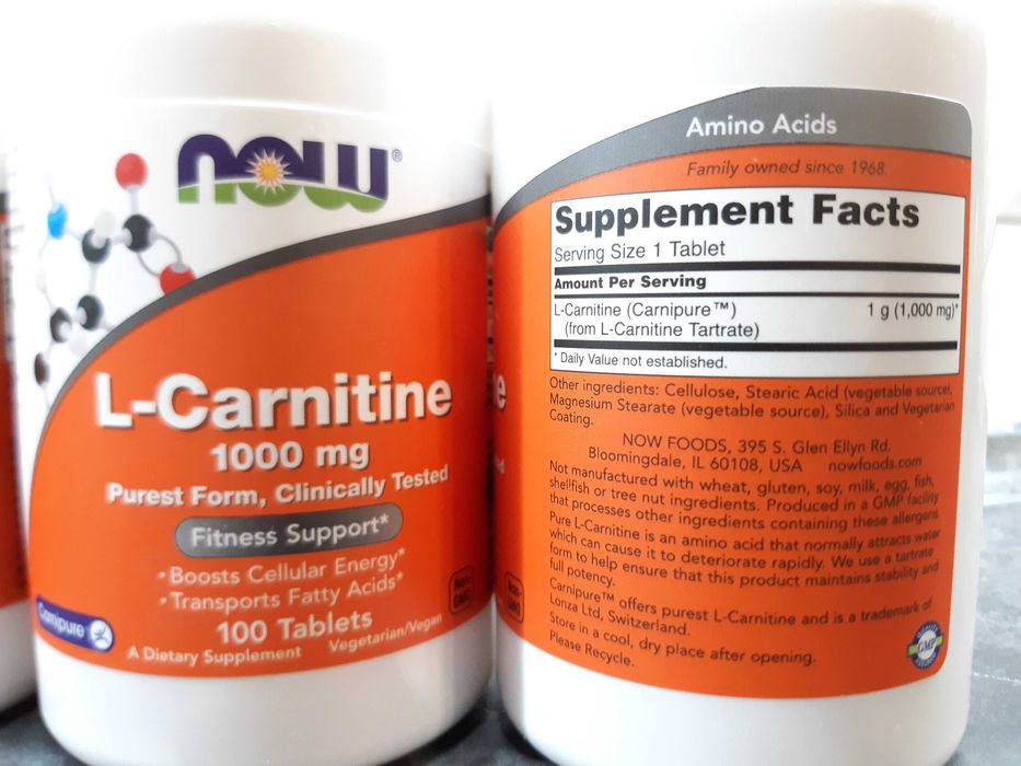 Now Foods, L-Carnitine 1000 мг (100 таб.), l-карнитин, жиросжигатель