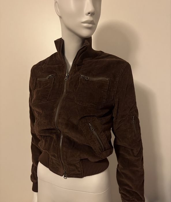 Sztruksowa kurtka damska brazowa czekoladowa xs