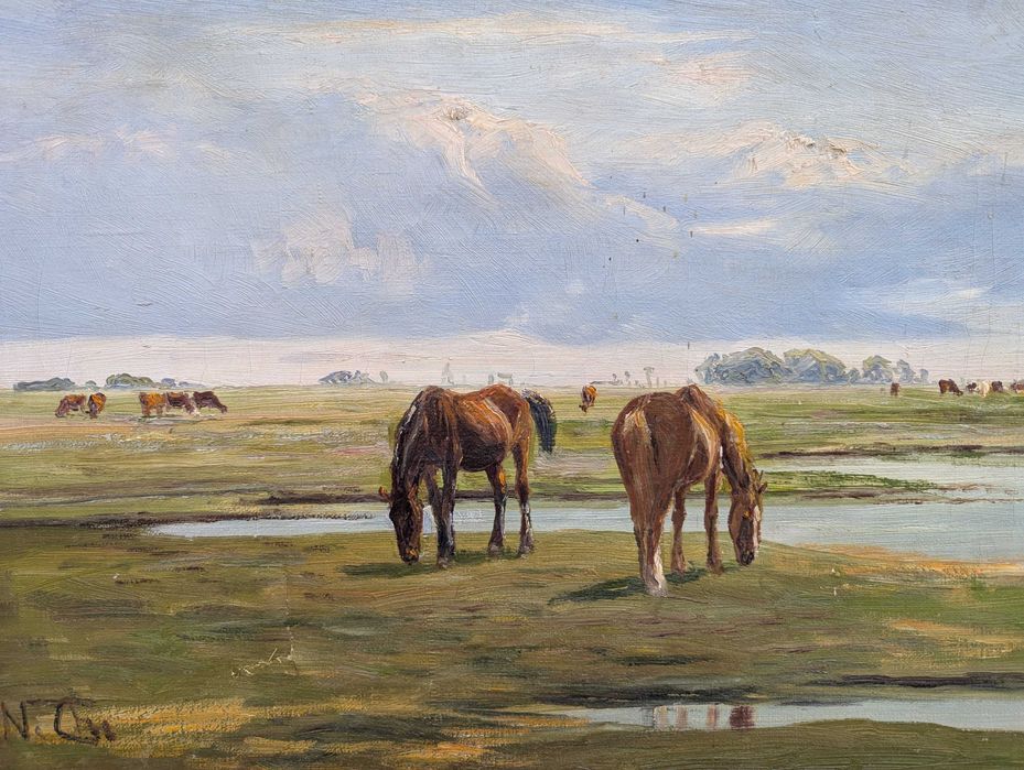 Niels Peter Christiansen (1873-) Konie Aukcyjny Pejzaż