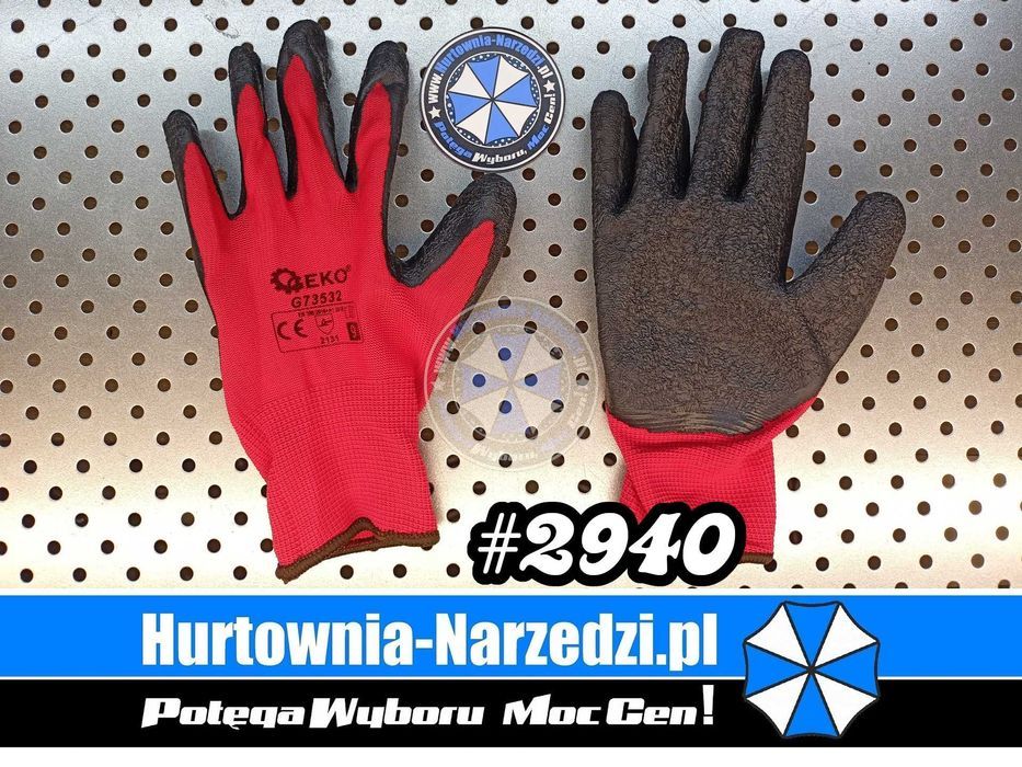 12 par Rękawice ochronne r.9 latex czerwone lateks rękawice robocze 9