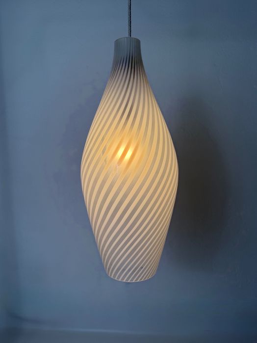 Lampa wisząca Murano Swirl – duża, oryginalna, lata 70.