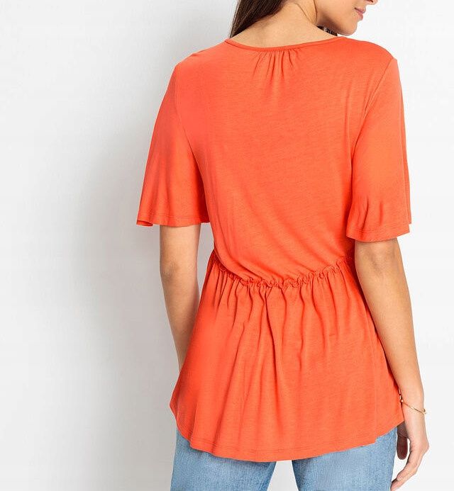 Pomarańczowa bluzka boho z koronką r.36/38