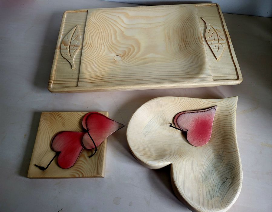 Korytka drewniane niecki rzeźbione TACA góralska na mięso i jedze 45