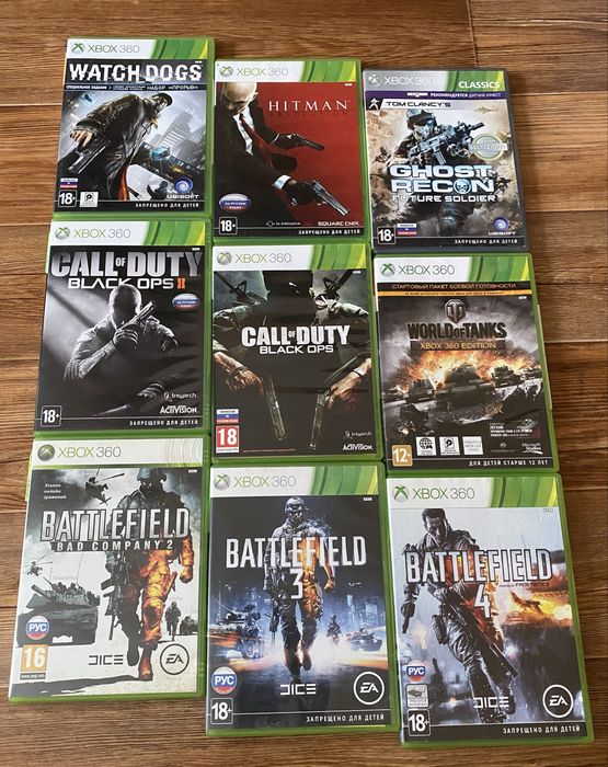 Xbox 360: Halo, Hitman, FarCry, Saboteur, Call of Duty, MGS,Battlfield