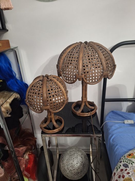 2 lampki ratanowe retro stan super
