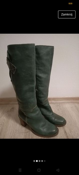 Skórzane włoskie kozaki khaki
