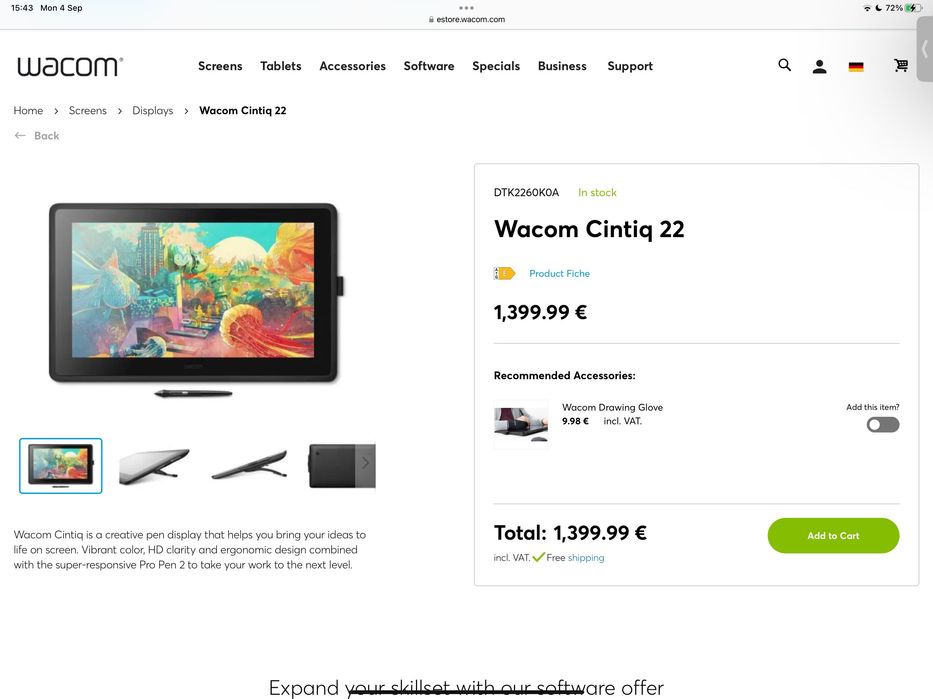 Wacom Cintiq 22 em muito bom estado