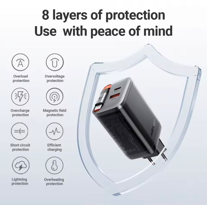 Зарядний пристрій швидкий 67 Ват із вбудованим кабелем type-c