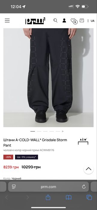 Штани A-COLD-WALL Grisdale Storm Pant