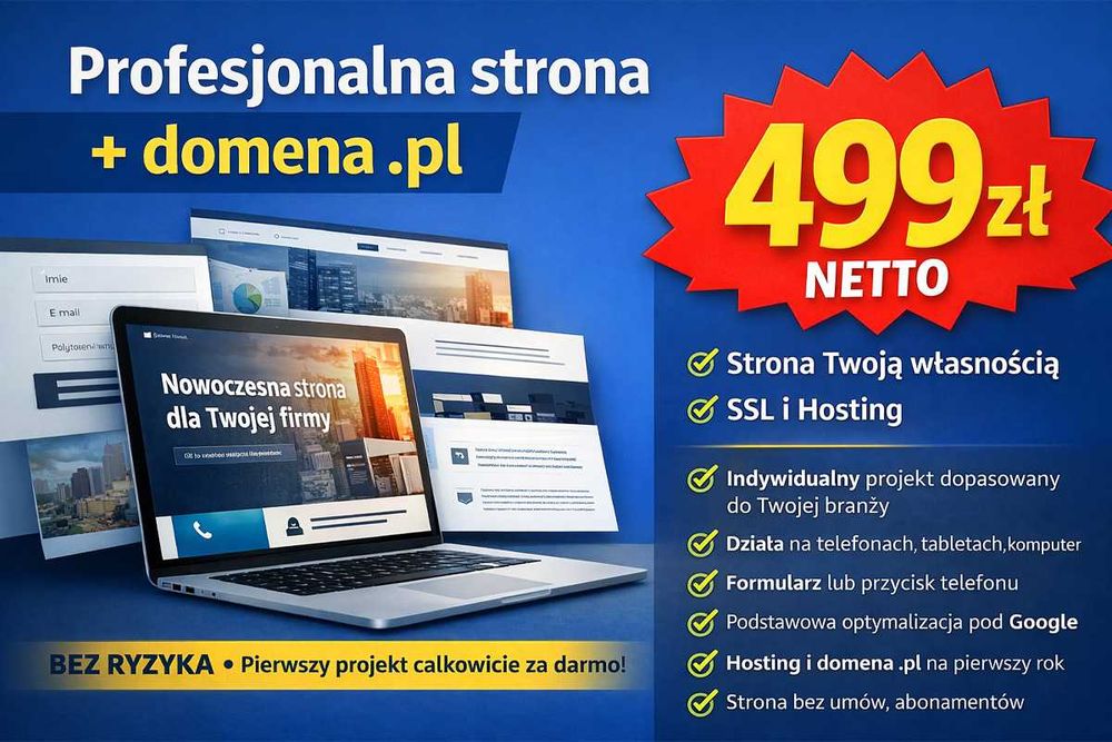 Strona internetowa dla wykonawców - darmowy projekt - 499 zł netto FV