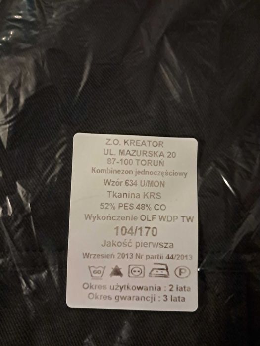 Kombinezon jednoczęściowy  wzór  634U/MON