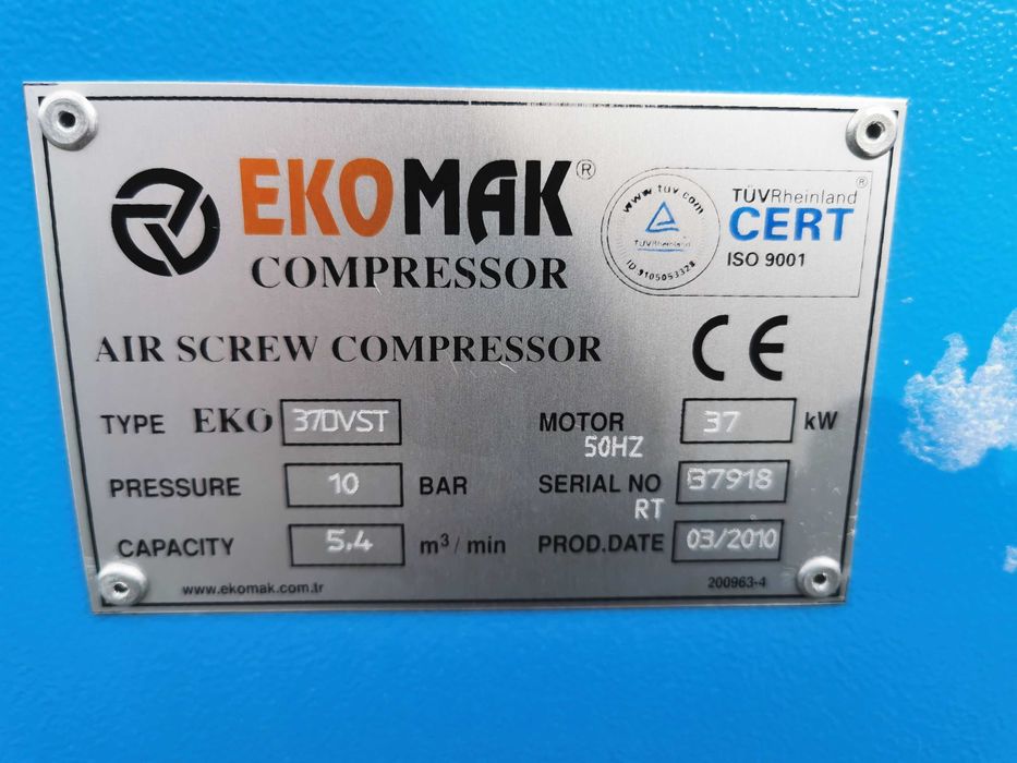 5,4m3  37kw +FALOWNIK sprężarka śrubowa EKOMAK kompresor śrubowy 10bar