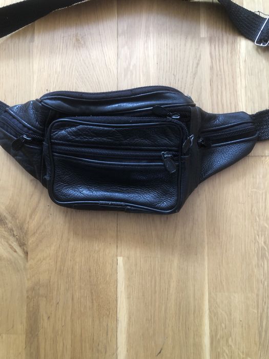 Сумка бананка шкіряна чоловіча прясна 7 відділень